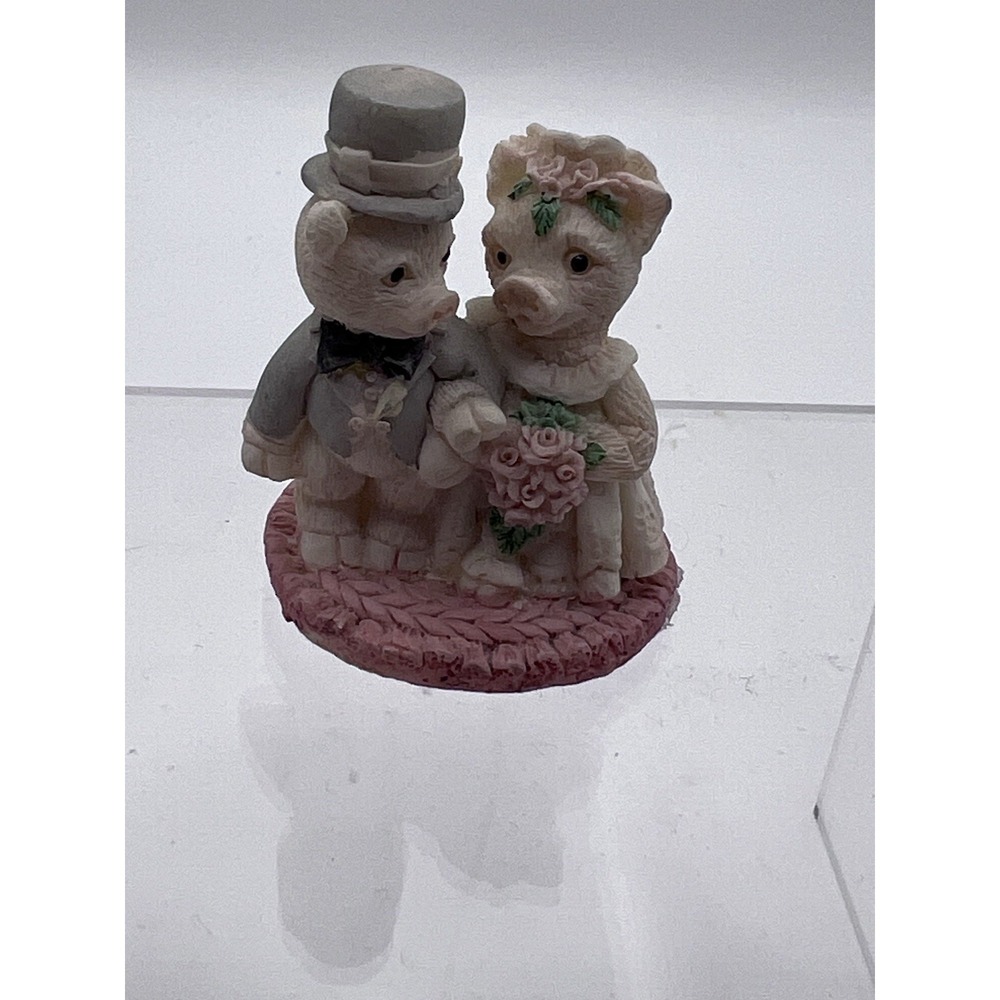 Pig Wedding Couple Mini Figurine Itty Bitty World Collection United Resin 1.75"